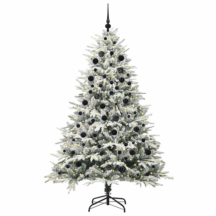 VidaXL künstlicher beleuchteter Weihnachtsbaum mit Kugelset grün 210 cm