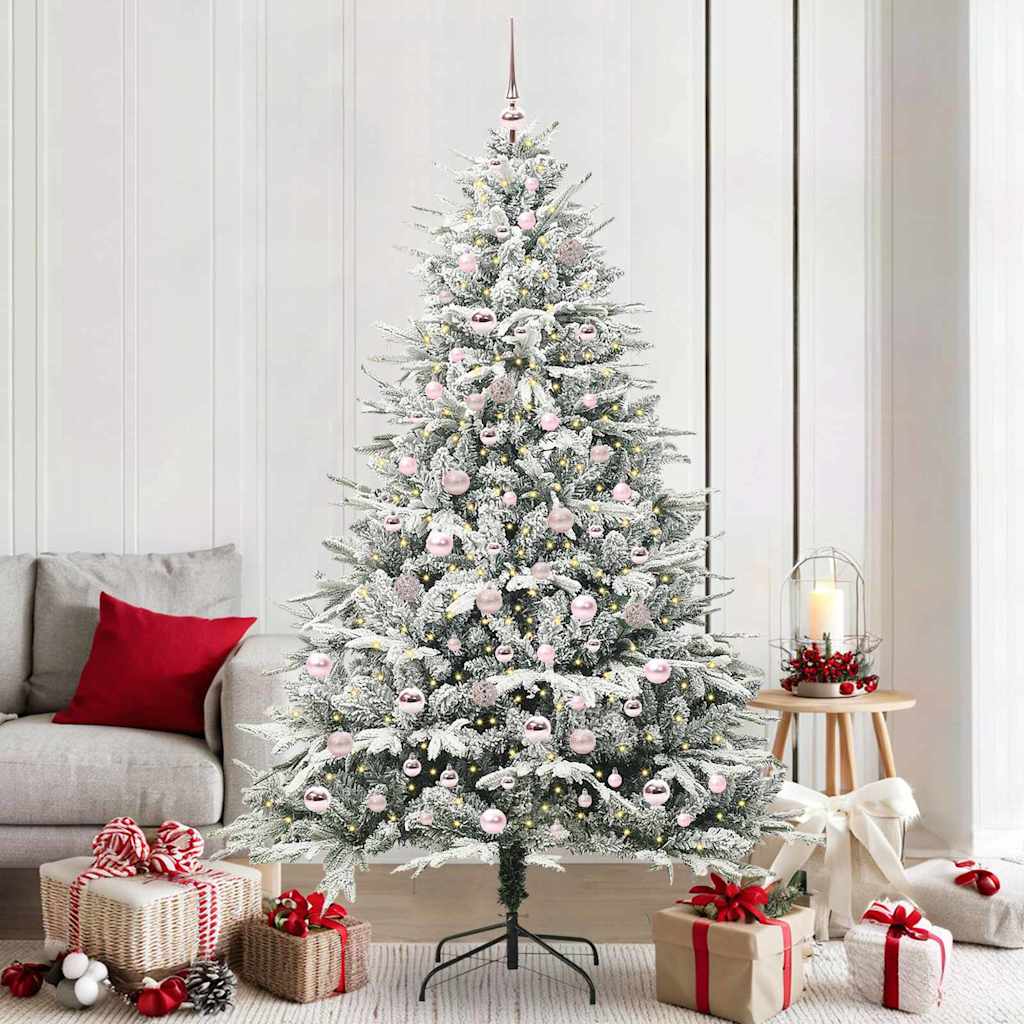 VidaXL künstlicher beleuchteter Weihnachtsbaum mit Kugelset grün 210 cm