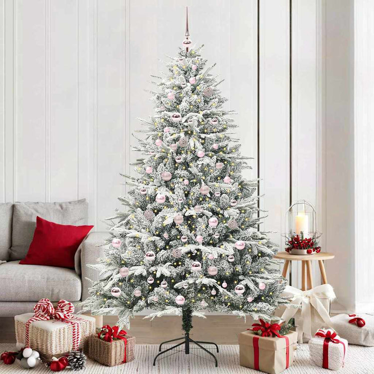 VidaXL künstlicher beleuchteter Weihnachtsbaum mit Kugelset grün 210 cm