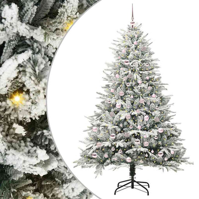VidaXL künstlicher beleuchteter Weihnachtsbaum mit Kugelset grün 210 cm