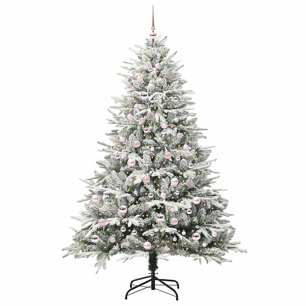 VidaXL künstlicher beleuchteter Weihnachtsbaum mit Kugelset grün 210 cm