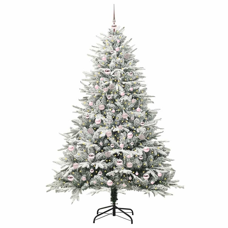 VidaXL künstlicher beleuchteter Weihnachtsbaum mit Kugelset grün 210 cm