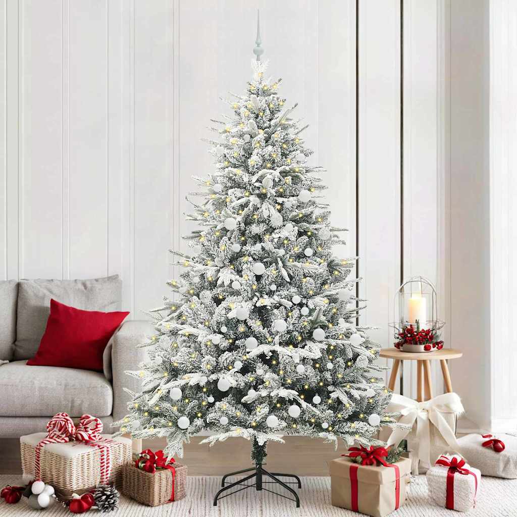 VidaXL künstlicher beleuchteter Weihnachtsbaum mit Kugelset grün 210 cm