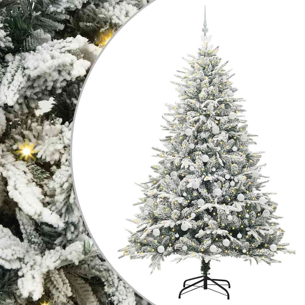 VidaXL künstlicher beleuchteter Weihnachtsbaum mit Kugelset grün 210 cm