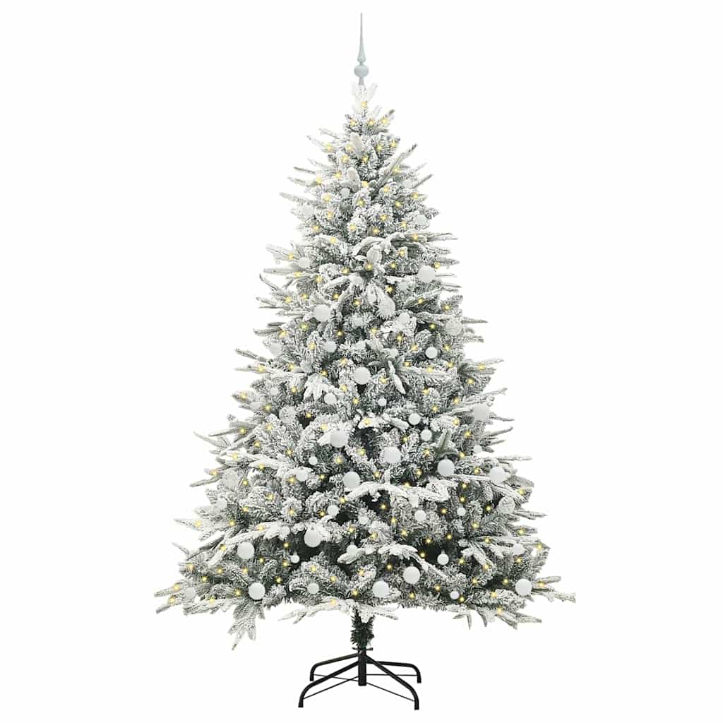 VidaXL künstlicher beleuchteter Weihnachtsbaum mit Kugelset grün 210 cm