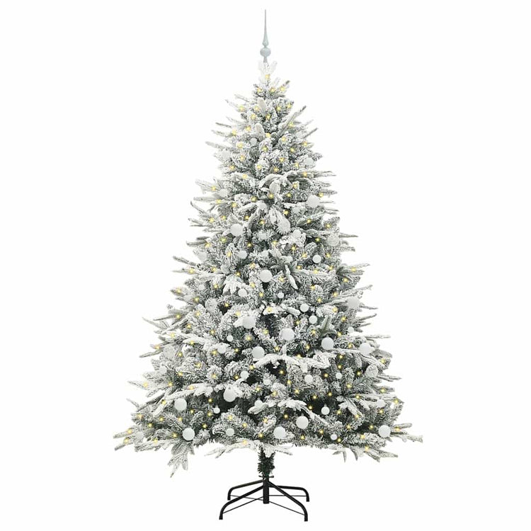 VidaXL künstlicher beleuchteter Weihnachtsbaum mit Kugelset grün 210 cm