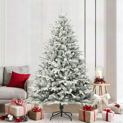 VidaXL künstlicher beleuchteter Weihnachtsbaum mit Kugelset grün 210 cm
