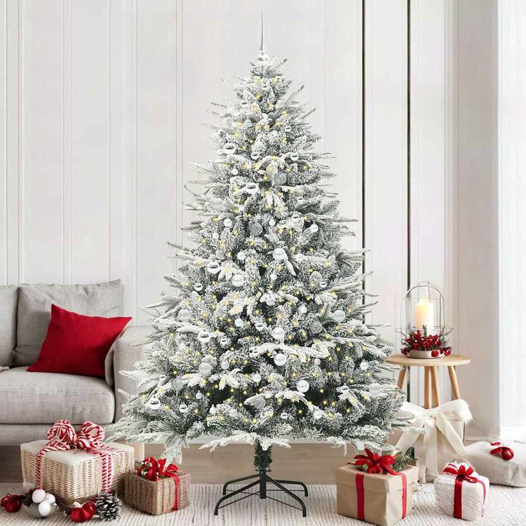 VidaXL künstlicher beleuchteter Weihnachtsbaum mit Kugelset grün 210 cm