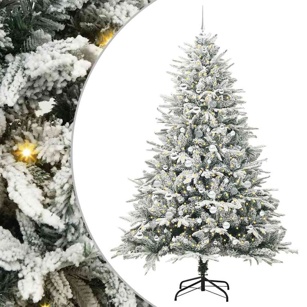 VidaXL künstlicher beleuchteter Weihnachtsbaum mit Kugelset grün 210 cm