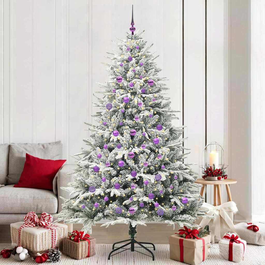 VidaXL künstlicher beleuchteter Weihnachtsbaum mit Kugelset grün 210 cm