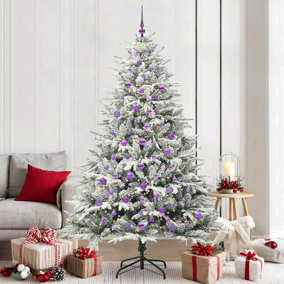 VidaXL künstlicher beleuchteter Weihnachtsbaum mit Kugelset grün 210 cm
