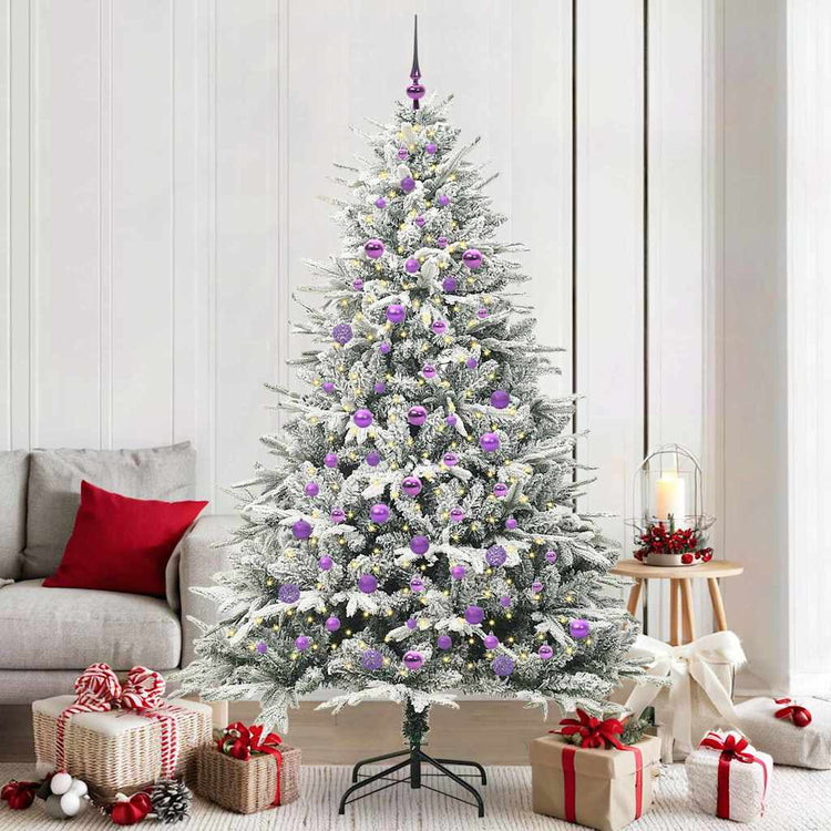 VidaXL künstlicher beleuchteter Weihnachtsbaum mit Kugelset grün 210 cm