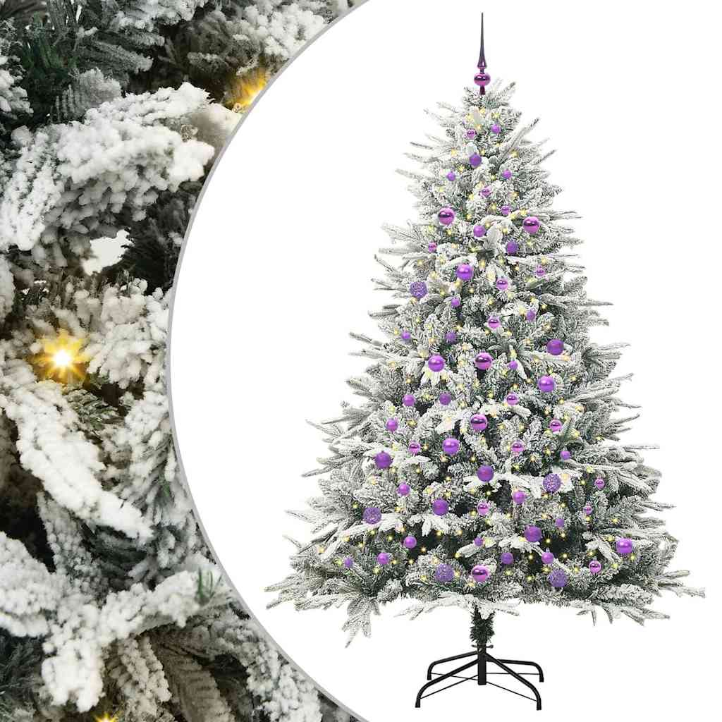 VidaXL künstlicher beleuchteter Weihnachtsbaum mit Kugelset grün 210 cm