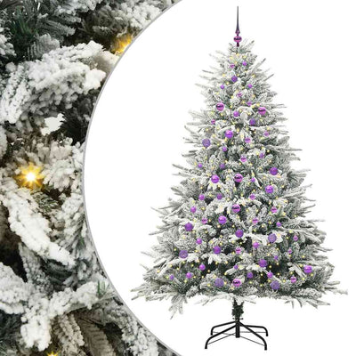 VidaXL künstlicher beleuchteter Weihnachtsbaum mit Kugelset grün 210 cm