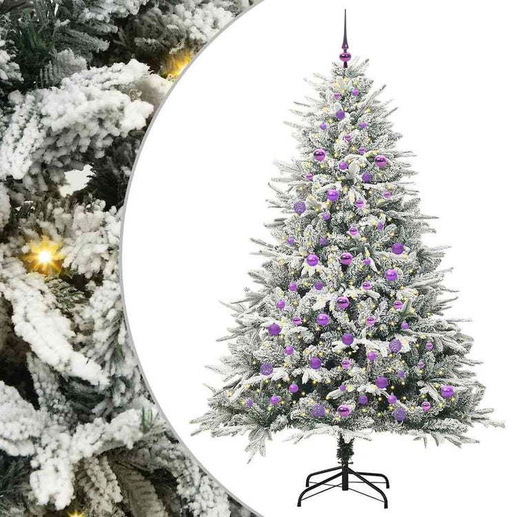 VidaXL künstlicher beleuchteter Weihnachtsbaum mit Kugelset grün 210 cm