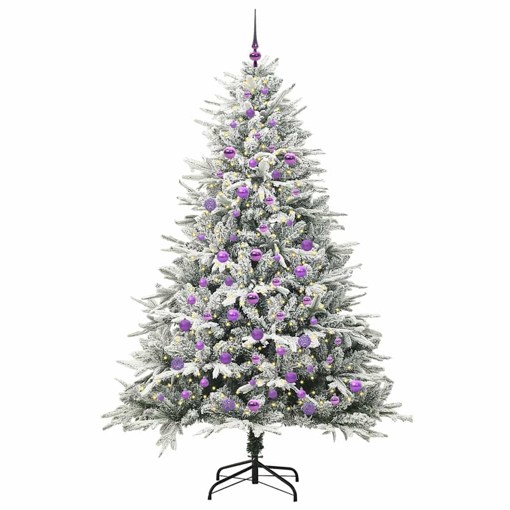 VidaXL künstlicher beleuchteter Weihnachtsbaum mit Kugelset grün 210 cm