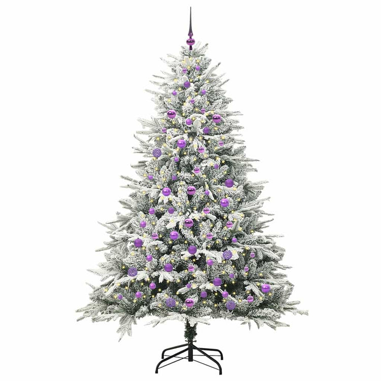 VidaXL künstlicher beleuchteter Weihnachtsbaum mit Kugelset grün 210 cm