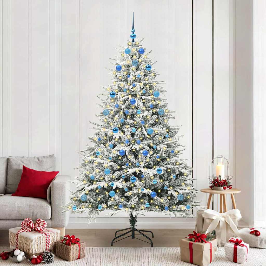 VidaXL künstlicher beleuchteter Weihnachtsbaum mit Kugelset grün 210 cm