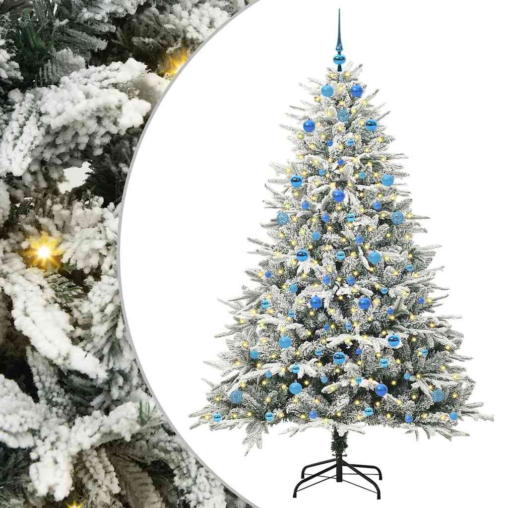 VidaXL künstlicher beleuchteter Weihnachtsbaum mit Kugelset grün 210 cm