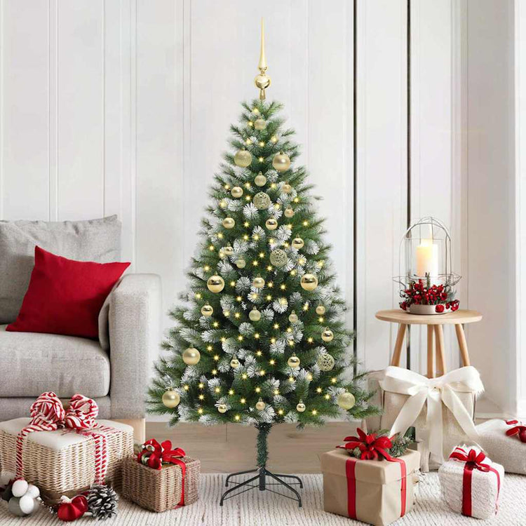 Künstlicher aufklappbarer Weihnachtsbaum von Vidaxl mit Schnee bedeckt, 150 cm
