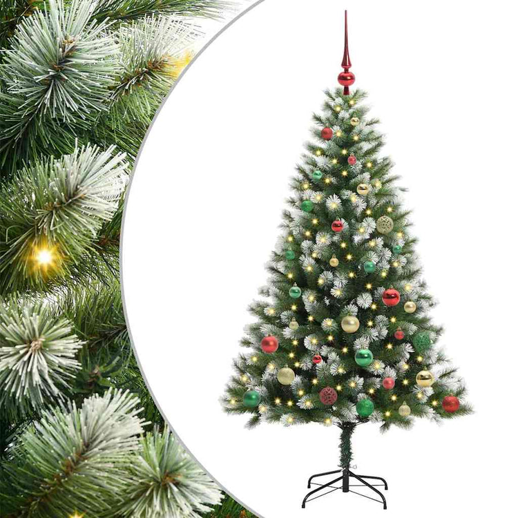 Künstlicher aufklappbarer Weihnachtsbaum von Vidaxl mit Schnee bedeckt, 150 cm
