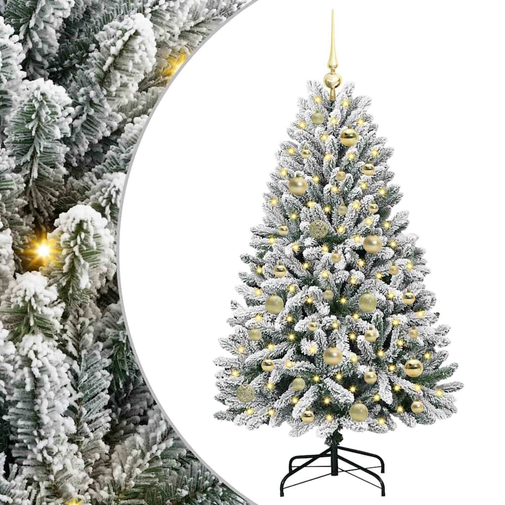 Vidaxx künstlicher Weihnachtsbaum mit 150 LED grün und weiß, 120 cm PVC und Metall