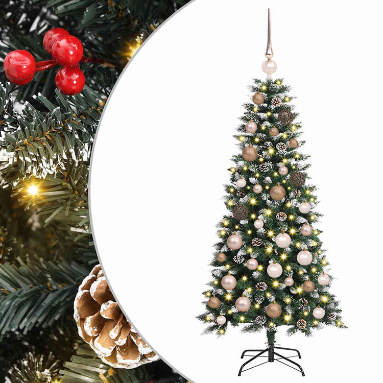 VidaXL künstlicher Weihnachtsbaum mit 150 LEDs grün, 120 cm PVC und Kunststoff und Stahl