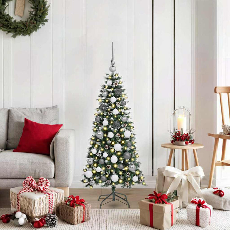 VidaXL künstlicher Weihnachtsbaum mit 150 LEDs grün, 120 cm PVC und Kunststoff und Stahl
