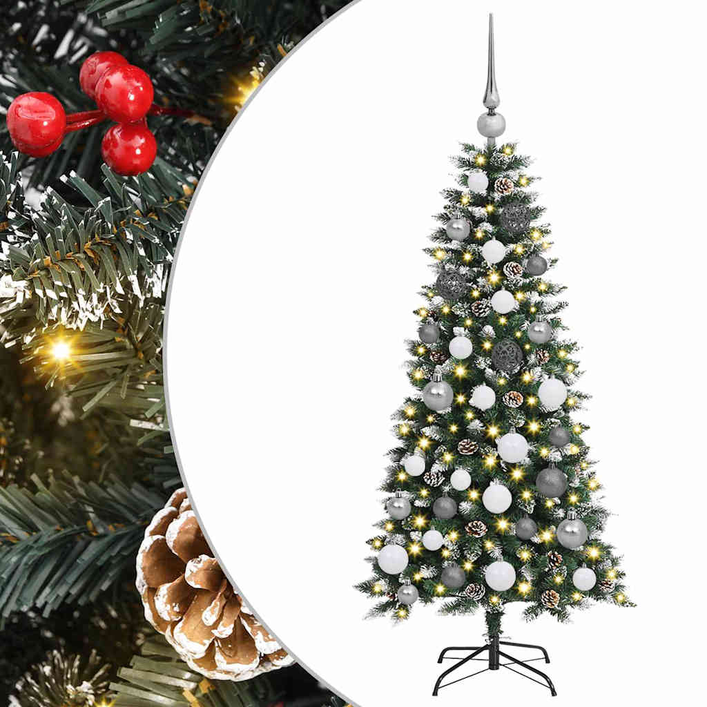 VidaXL künstlicher Weihnachtsbaum mit 150 LEDs grün, 120 cm PVC und Kunststoff und Stahl