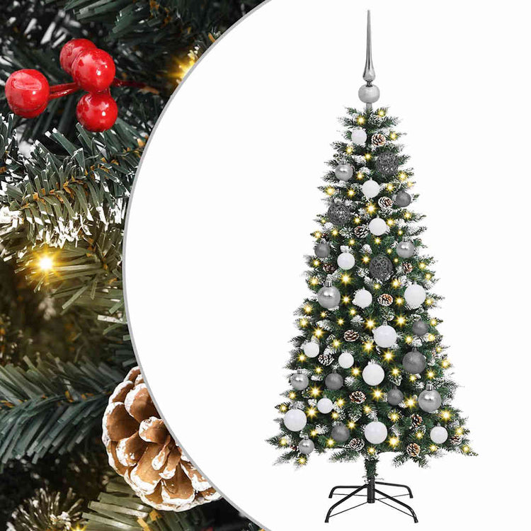 VidaXL künstlicher Weihnachtsbaum mit 150 LEDs grün, 120 cm PVC und Kunststoff und Stahl
