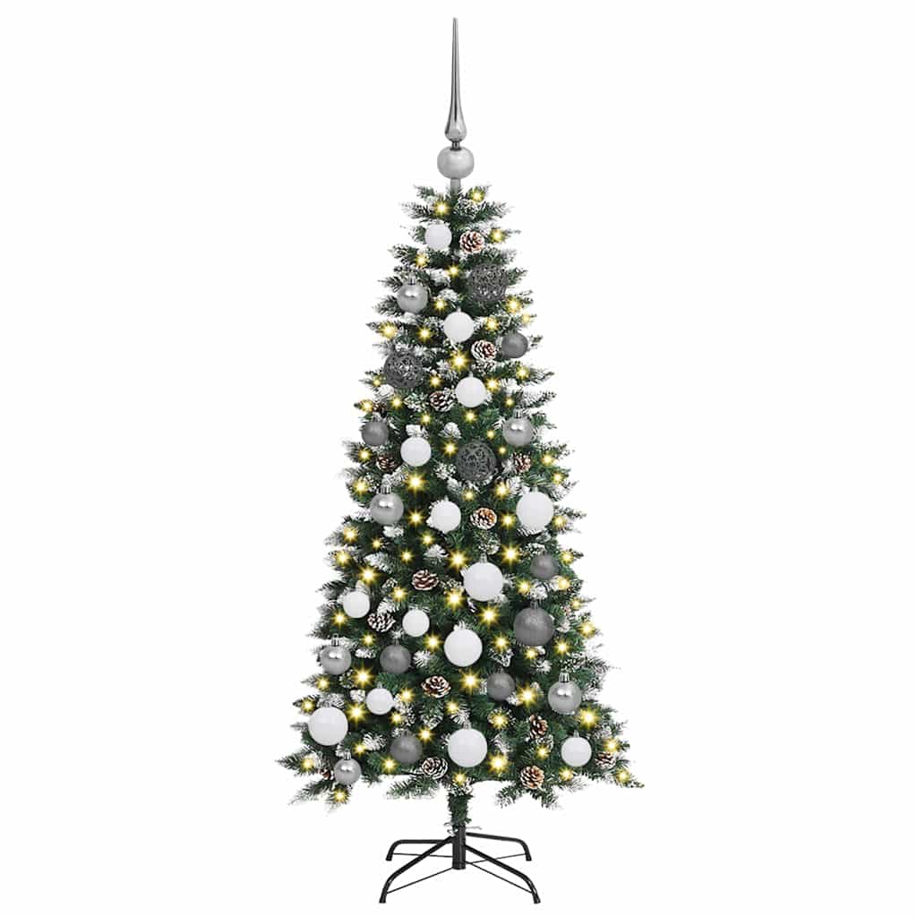 VidaXL künstlicher Weihnachtsbaum mit 150 LEDs grün, 120 cm PVC und Kunststoff und Stahl