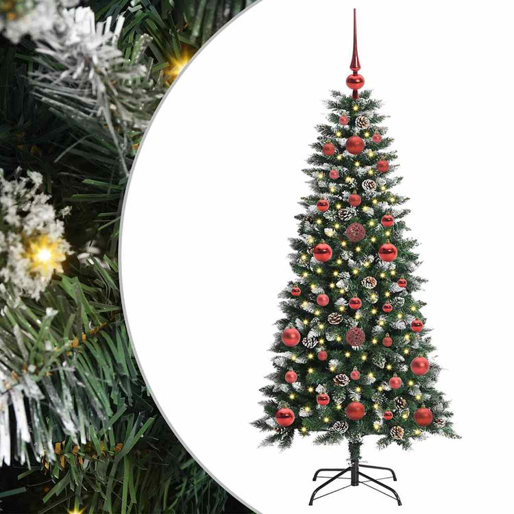 VidaXL künstlicher Weihnachtsbaum mit 150 LEDs grün, 120 cm PVC und Kunststoff und Stahl