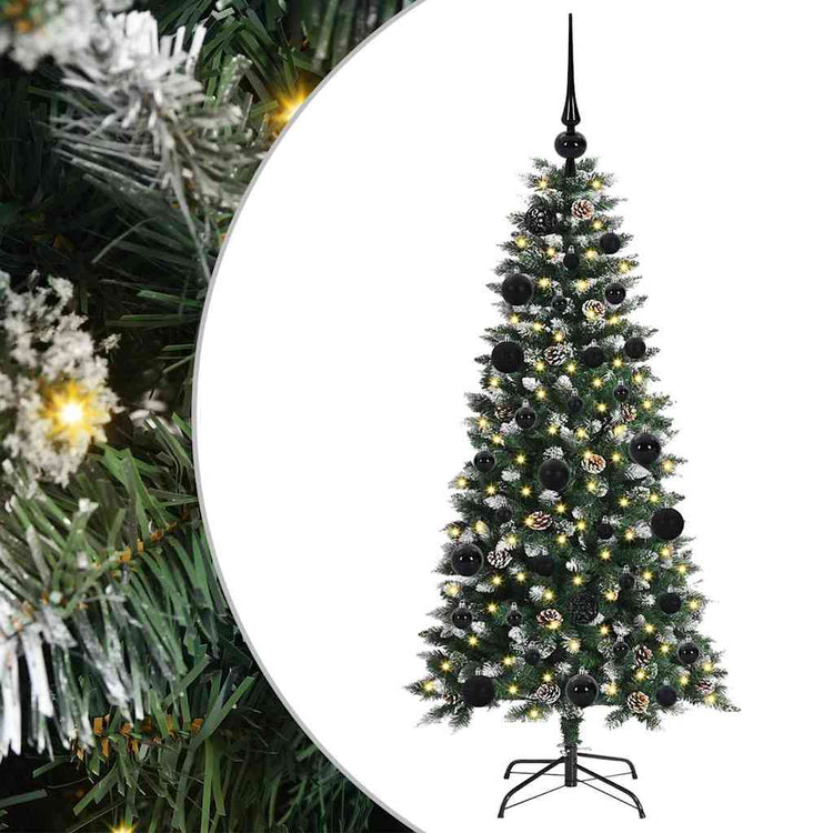 VidaXL künstlicher Weihnachtsbaum mit 150 LEDs grün, 120 cm PVC und Kunststoff und Stahl