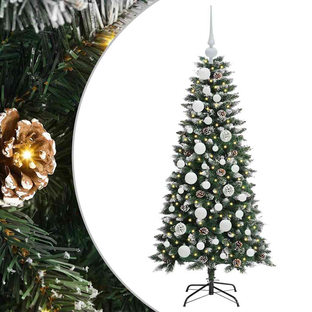 VidaXL künstlicher Weihnachtsbaum mit 150 LEDs grün, 120 cm PVC und Kunststoff und Stahl