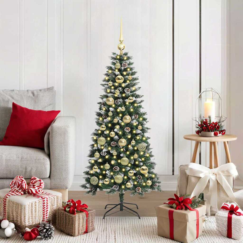 VidaXL künstlicher Weihnachtsbaum mit 150 LEDs grün, 120 cm PVC und Kunststoff und Stahl