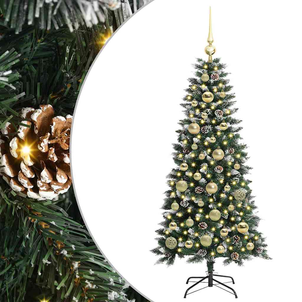 VidaXL künstlicher Weihnachtsbaum mit 150 LEDs grün, 120 cm PVC und Kunststoff und Stahl