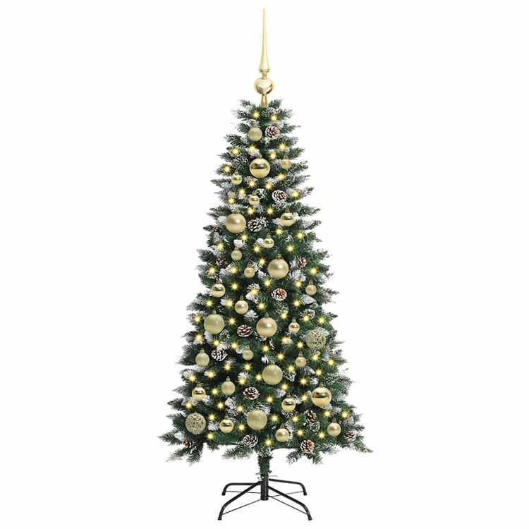 VidaXL künstlicher Weihnachtsbaum mit 150 LEDs grün, 120 cm PVC und Kunststoff und Stahl