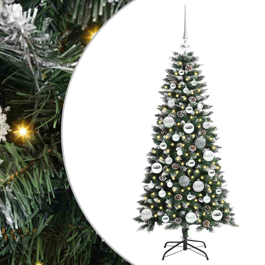 VidaXL künstlicher Weihnachtsbaum mit 150 LEDs grün, 120 cm PVC und Kunststoff und Stahl