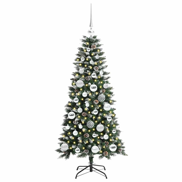 VidaXL künstlicher Weihnachtsbaum mit 150 LEDs grün, 120 cm PVC und Kunststoff und Stahl