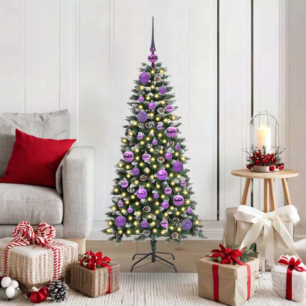 VidaXL künstlicher Weihnachtsbaum mit 150 LEDs grün, 120 cm PVC und Kunststoff und Stahl