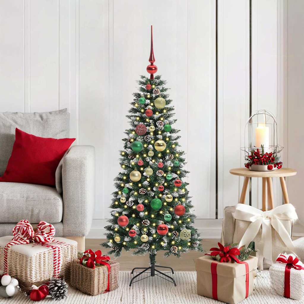 VidaXL künstlicher Weihnachtsbaum mit 150 LEDs grün, 120 cm PVC und Kunststoff und Stahl