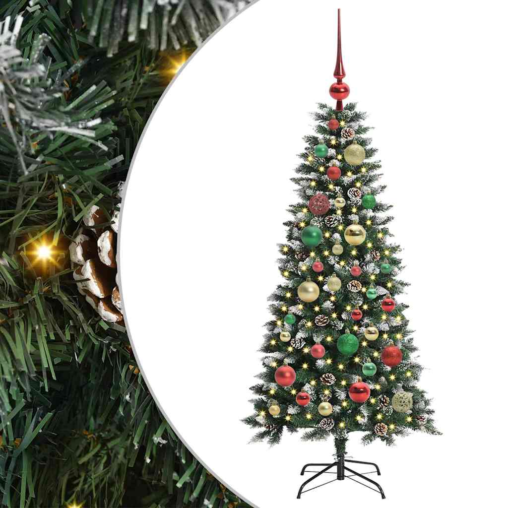 VidaXL künstlicher Weihnachtsbaum mit 150 LEDs grün, 120 cm PVC und Kunststoff und Stahl