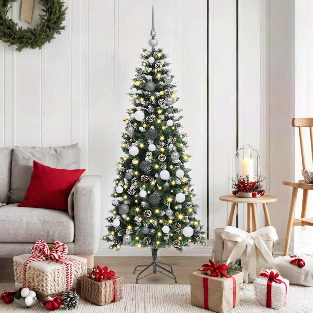 VidaXL künstlicher Weihnachtsbaum mit 150 LEDs grün, 150 cm PVC und Kunststoff und Stahl