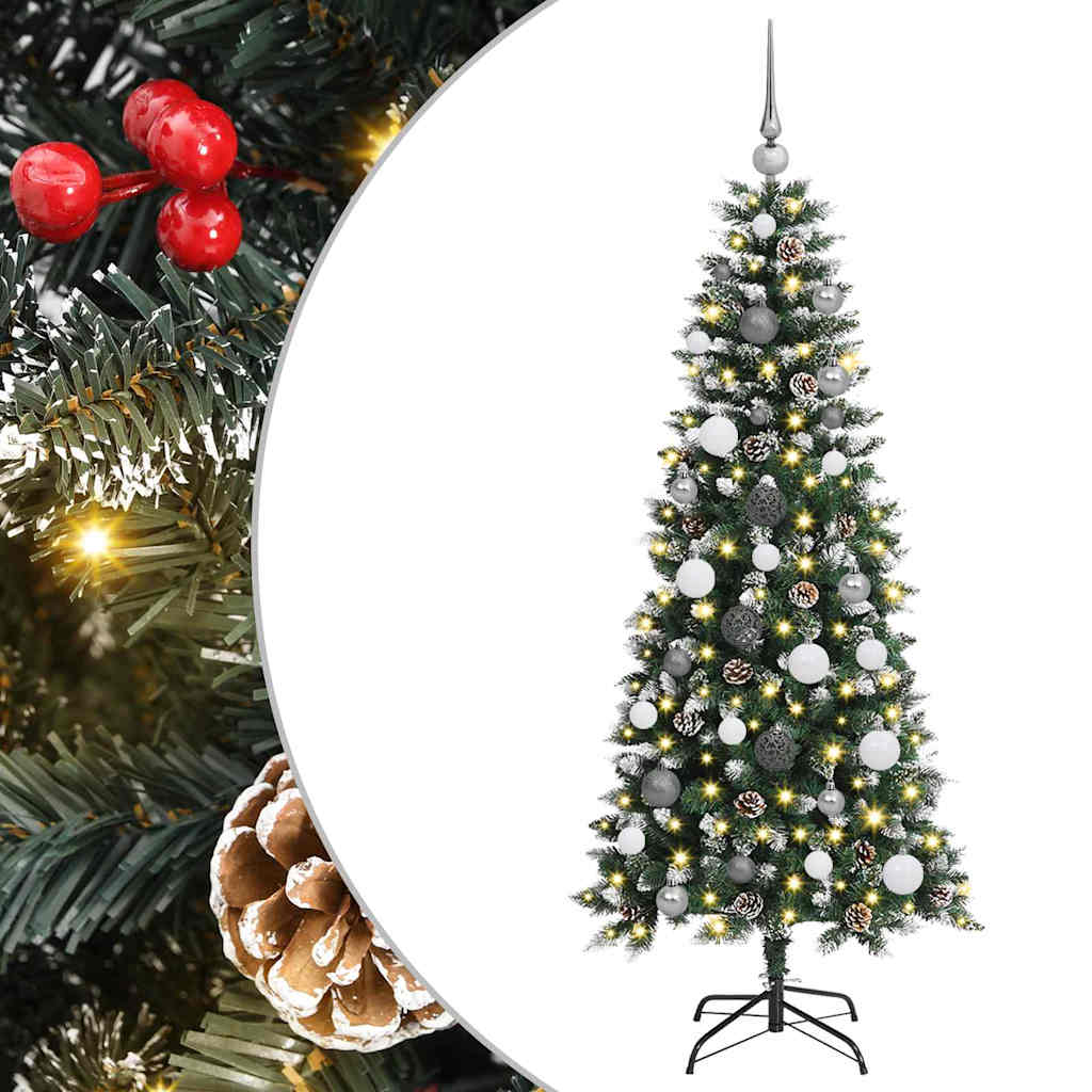 VidaXL künstlicher Weihnachtsbaum mit 150 LEDs grün, 150 cm PVC und Kunststoff und Stahl