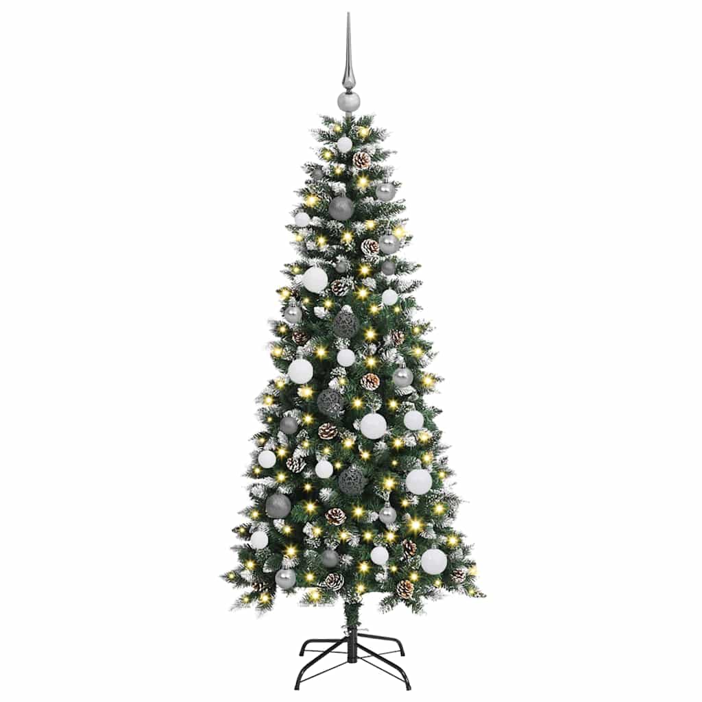 VidaXL künstlicher Weihnachtsbaum mit 150 LEDs grün, 150 cm PVC und Kunststoff und Stahl