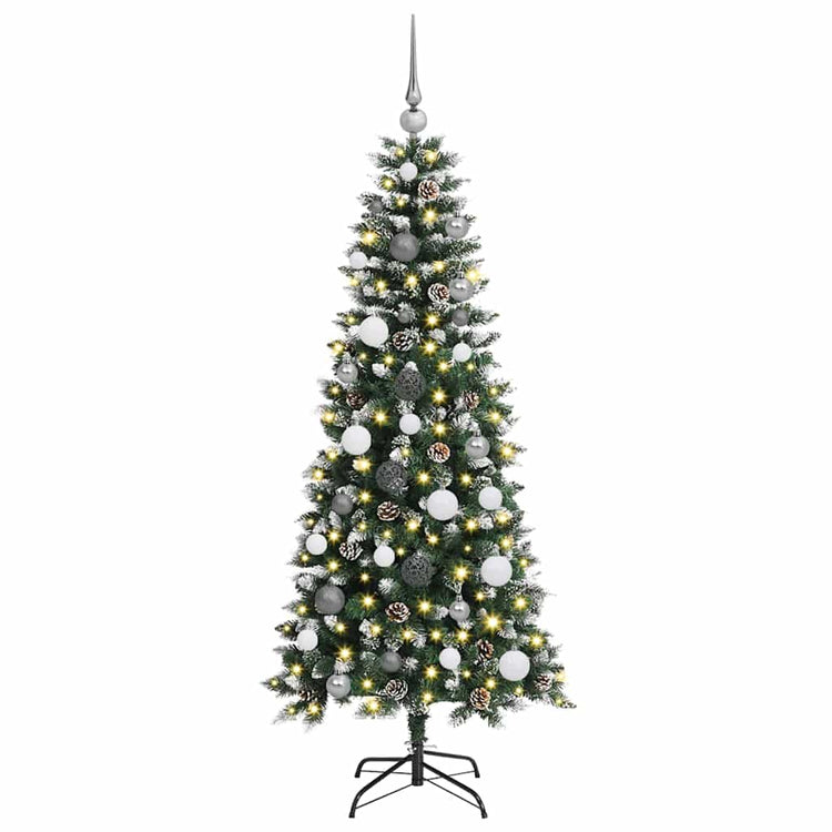 VidaXL künstlicher Weihnachtsbaum mit 150 LEDs grün, 150 cm PVC und Kunststoff und Stahl