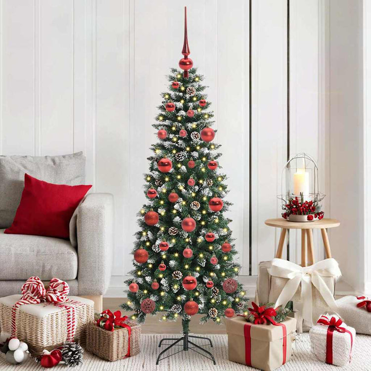 VidaXL künstlicher Weihnachtsbaum mit 150 LEDs grün, 150 cm PVC und Kunststoff und Stahl