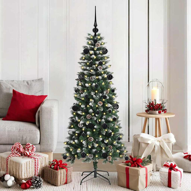 VidaXL künstlicher Weihnachtsbaum mit 150 LEDs grün, 150 cm PVC und Kunststoff und Stahl