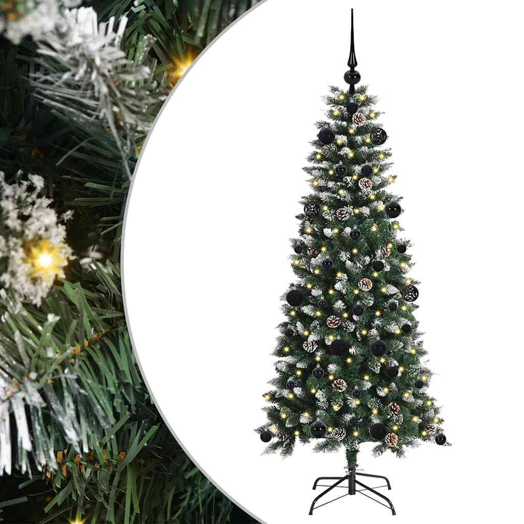 VidaXL künstlicher Weihnachtsbaum mit 150 LEDs grün, 150 cm PVC und Kunststoff und Stahl