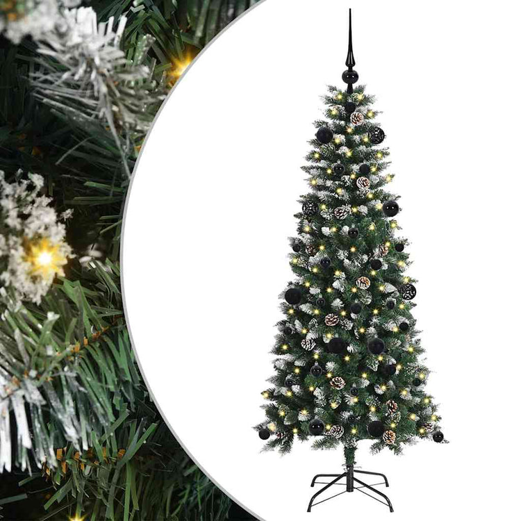 VidaXL künstlicher Weihnachtsbaum mit 150 LEDs grün, 150 cm PVC und Kunststoff und Stahl